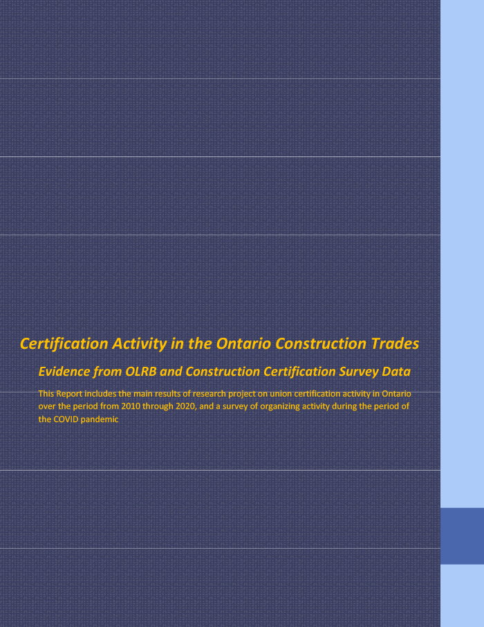 Certification Activity in the Ontario Construction Trades
